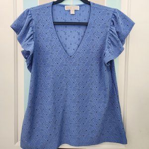Michael Kors Women's Cap Sleeves Blue Size Large